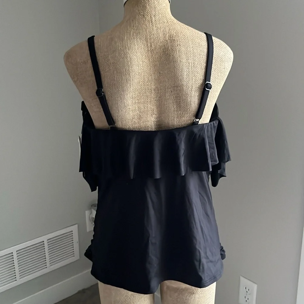 Kenneth Cole Reaction Black Tankini top 1X NWT